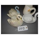 Four swan ceramic planters