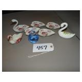 Stackable glass swan dish set, other assorted figu