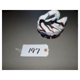 Slag glass covered swan dish