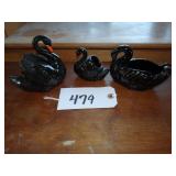 Ceramic swan and candle holder set, 2 swan salt di