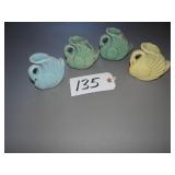 Four ceramic mini swan planters