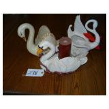Large swan ceramic planters and candle holder