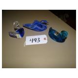 Blue stretch art glass, Kanawha WV glass, solid gl