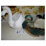 Two large swan planters