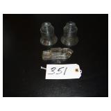 Vintage boat candy container, two Liberty Bell gla