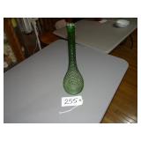 Green hobnail bud vase
