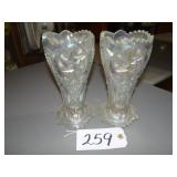 Two iridescent vases