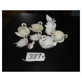 Assorted ceramic swan planters