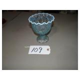 Blue opalescent moon and star compote