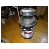 Milk can w/ loose handles, painted covered bridge