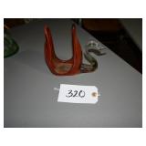 Red/Orange stretch art glass swan