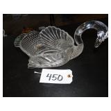 Heavy lead crystal swan planter