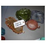 Assorted leaf dishes, candy dishes, pink 2-handle