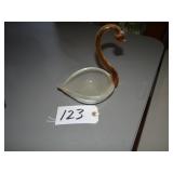 Heavy art glass swan dish