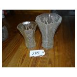 Two heavy glass vases