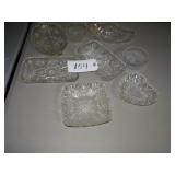 Assorted clear glass divided veggie dish, oatmeal