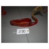 Amberina stretch art glass dish