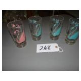 4 pc vintge swan tumblers