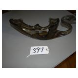 Stretch art glass swan dish - browish black