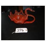 Stretch art glass swan dish - reddish