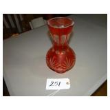 Ruby cut glass vase