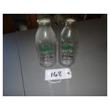 HJ Culler two 1992 milk bottle qts w/ cardboard ca