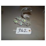 Iridescent glass crystal swan figure