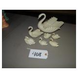 Seven Lenox swan figures