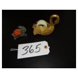 Vintage Brass swan tape dispenser, Glass rabbit pi