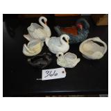Assorted ceramic swan planters