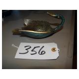 Brass duck planter w/ blue patina