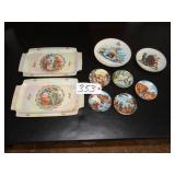 Two German vintage trays, Norman Rockwell plate, m