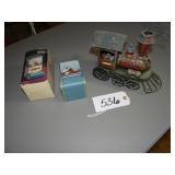 Tin matchbox holder, Christmas vintage metal locom