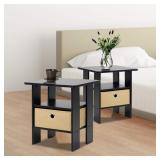 Home Living Espresso Storage End Table (Set of 2)