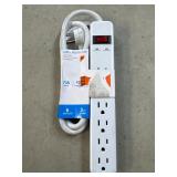 3 ft. 6-Outlet Surge Protector, White,