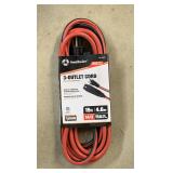 15 ft. 14/3 SJTW Extension Cord, Red/Black