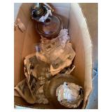 Box of 2 Large Vintage Glass Kerosene Lanterns