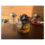 3 Small Kerosene Lanterns & Candle Holder