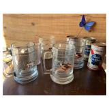 Lot of Vintage Glassware and Empty Beer Cans