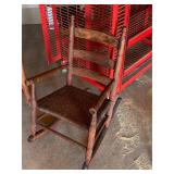 Antique Children Rocking Chair W/ Wicker Bottom
