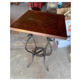 Antique Chess Table With Metal Legs