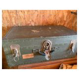 Antique green lockable travel trunk