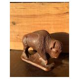 Solid Wood Buffalo Statue