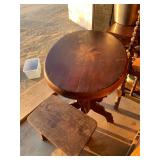 Antique wooden table with star and small stool