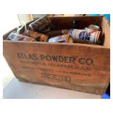 Antique Atlas Gun Powder Crate & Beer Can Collecti