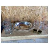 WM Roger s Platter & Hand Painter Fox Glassware