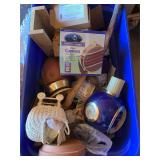 Large tote of miscellaneous items and antiques