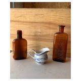 Lot of Antique Bottles and Cream Server
