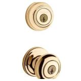 Kwikset SmartKey Juno Polished Brass Entry Knob an