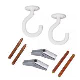2 pack of 2-1/5 in. White Modern Swag Hooks for Ce